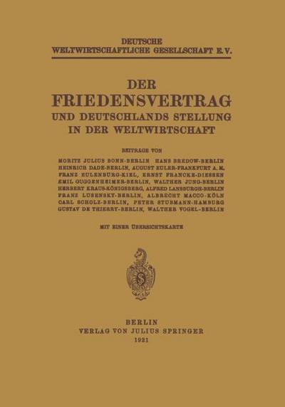 Der Friedensvertrag und Deutschlands Stellung in der Weltwirtschaft