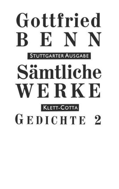 Sämtliche Werke - Stuttgarter Ausgabe. Bd. 2 - Gedichte 2 (Sämtliche Werke - Stuttgarter Ausgabe, Bd. 2)