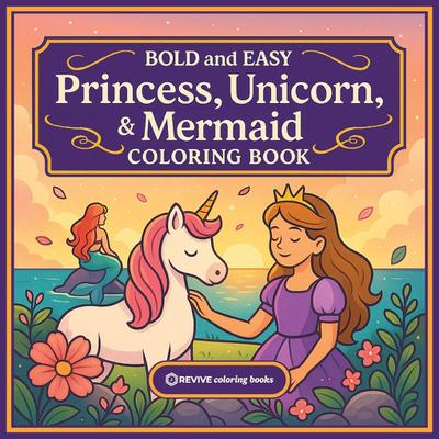 Bold & Easy Princess, Unicorn, & Mermaid Coloring Book