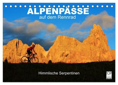 Alpenpässe auf dem Rennrad "Himmlische Serpentinen" (Tischkalender 2024 DIN A5 quer), CALVENDO Monatskalender