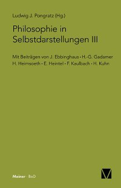 Philosophie in Selbstdarstellungen III