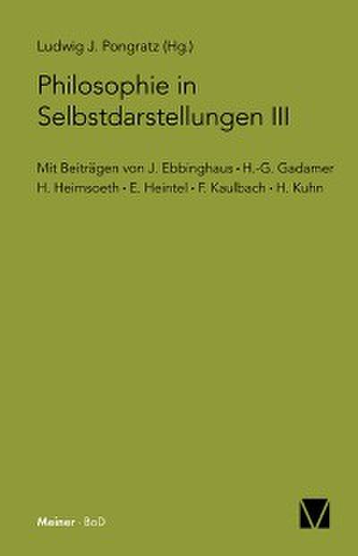 Philosophie in Selbstdarstellungen III