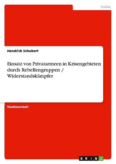 Einsatz von Privatarmeen in Krisengebieten durch Rebellengruppen / Widerstandskämpfer