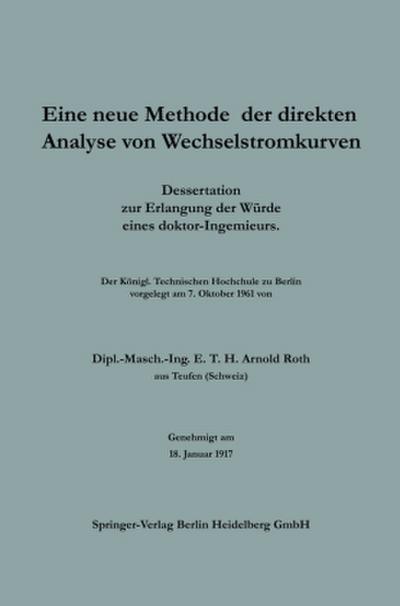 Eine neue Methode der direkten Analyse von Wechselstromkurven