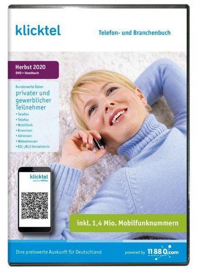 klicktel Telefon- und Branchenbuch + Rückwärtssuche Herbst 2020, 1 CD-ROM