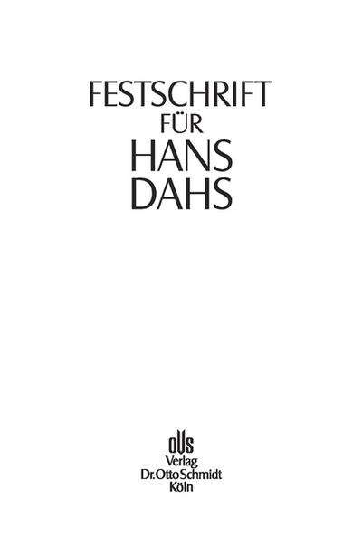 Festschrift für Hans Dahs