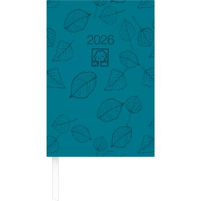 Buchkalender türkis 2026 - Bürokalender 14,5x21 cm - 1 Tag auf 1 Seite - Kartoneinband, Recyclingpapier - Stundeneinteilung 7 - 19 Uhr - 876-0717