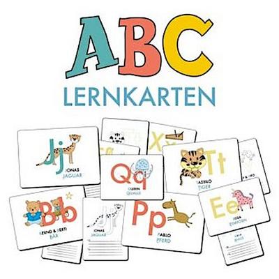 ABC-Lernkarten der Tiere, Bildkarten, Wortkarten, Flash Cards mit Groß- und Kleinbuchstaben Lesen lernen mit Tieren für Kinder im Kindergarten und der Grundschule