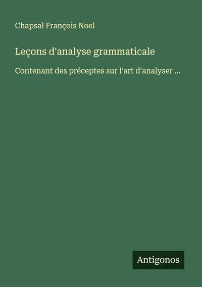 Leçons d’analyse grammaticale