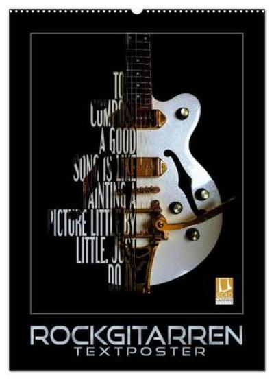 Rockgitarren Textposter (Wandkalender 2026 DIN A2 hoch), CALVENDO Monatskalender