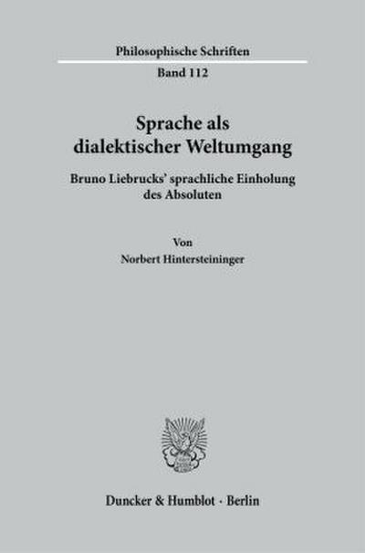 Sprache als dialektischer Weltumgang