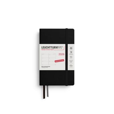 Wochenkalender Pocket A6 Schwarz 2026