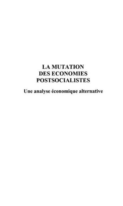 Mutation des economies postsocialistes