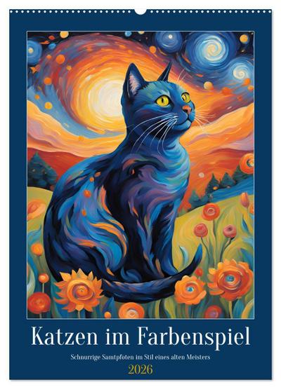 Katzen im Farbenspiel (Wandkalender 2026 DIN A2 hoch), CALVENDO Monatskalender