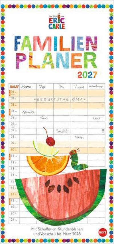 Die kleine Raupe Nimmersatt Familienplaner 2027
