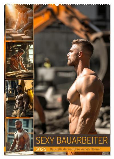 SEXY BAUARBEITER - Baustelle der verführerischen Männer (Wandkalender 2026 DIN A2 hoch), CALVENDO Monatskalender