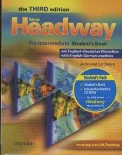 New Headway, Pre-Intermediate Student's Book, w. English-German wordlists + CD-ROM - John Soars