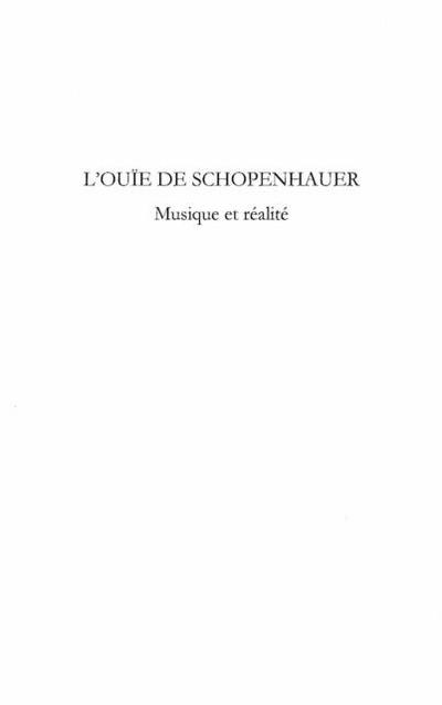 Ouie de Schopenhauer L’