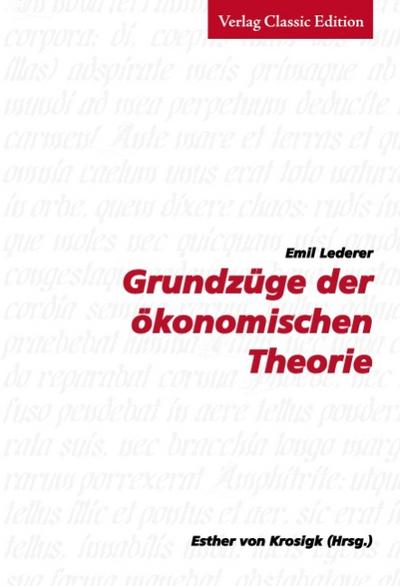Grundzüge der ökonomischen Theorie