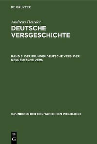 Der frühneudeutsche Vers. Der neudeutsche Vers