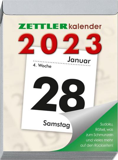 Tagesabreißkalender XL 2023 - 8,2x10,7 cm - 1 Tag auf 1 Seite - mit Sudokus, Rezepten, Rätseln uvm. auf den Rückseiten - Bürokalender 305-0000