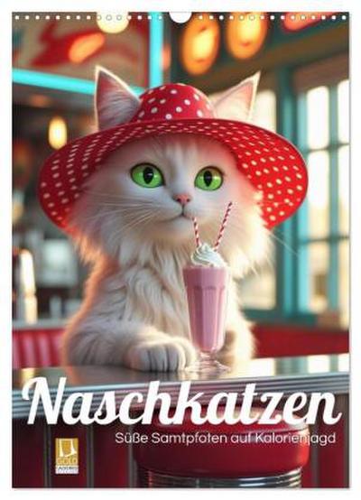 Naschkatzen - Süße Samtpfoten auf Kalorienjagd (Wandkalender 2027 DIN A3 hoch), CALVENDO Monatskalender