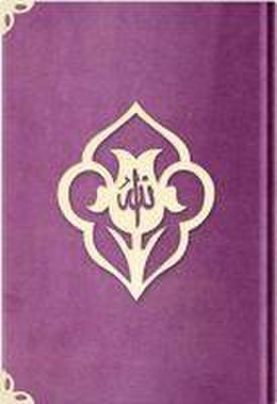 Büyük Cep Boy Kadife Kuran-i Kerim Lila, Güllü, Mühürlü