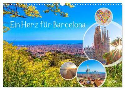 Ein Herz für Barcelona (Wandkalender 2026 DIN A3 quer), CALVENDO Monatskalender