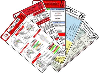 Intensiv-Station Karten-Set - Analgesie & Sedierung, Blutgase & Differentialdiagnose, Herzrhythmusstörungen, Inkompatibilitäten intravenöser Medikamente, Reanimation 
