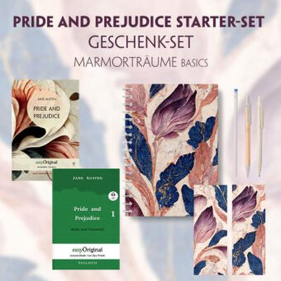 Pride and Prejudice Starter-Paket Geschenkset 2 Bücher (mit Audio-Online) + Marmorträume Schreibset Basics, m. 2 Beilage, m. 2 Buch