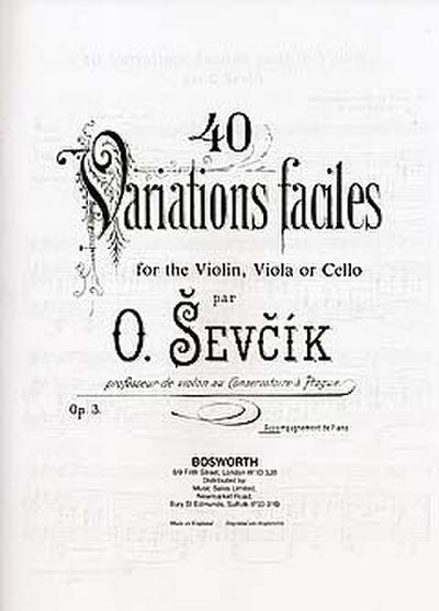 40 Variationen op.3 : Klavierbegleitungzu Violine, Viola oder Violoncello