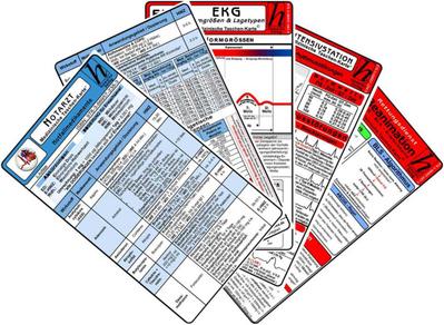 Notarzt Karten-Set - Herzrhythmusstörungen, Notfallmedikamente, Beatmung - Oxygenierungs-Störungen, EKG Auswertung 