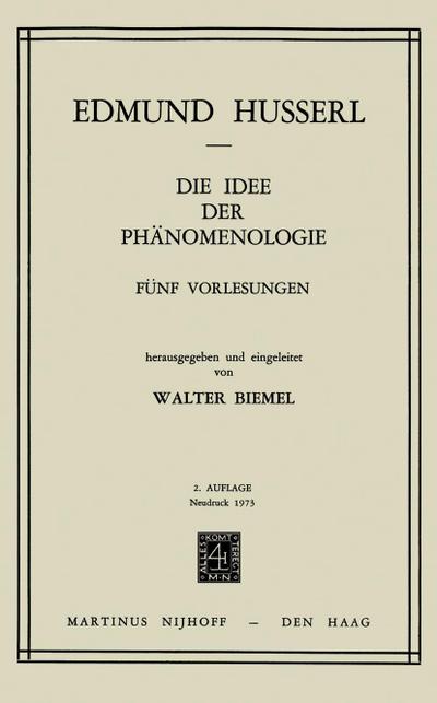 Die Idee der Phänomenologie