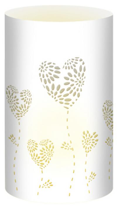URSUS 5 Silhouetten-Tischlichter "Filigrano - Herzblumen", weiß