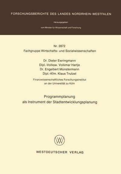 Programmplanung als Instrument der Stadtentwicklungsplanung