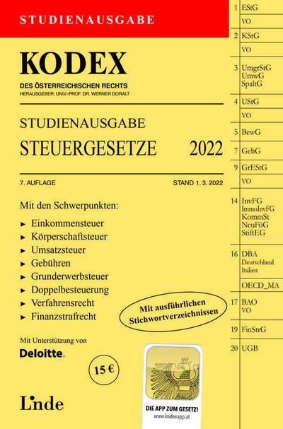 KODEX Studienausgabe Steuergesetze 2022: Studienausgabe (Kodex des Österreichischen Rechts)