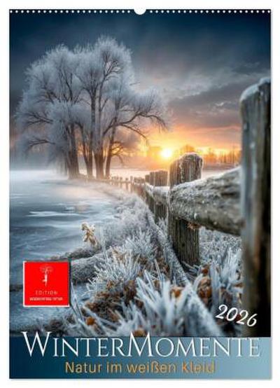 Wintermomente - Natur im weißen Kleid (Wandkalender 2026 DIN A2 hoch), CALVENDO Monatskalender
