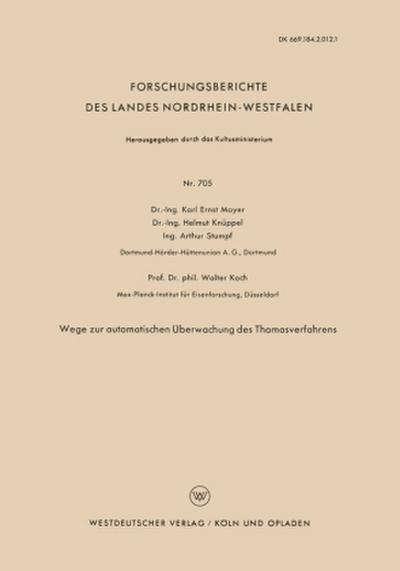 Wege zur automatischen Überwachung des Thomasverfahrens
