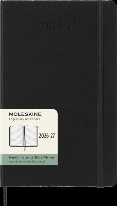 Moleskine 18 Monate Wochenkalender 2026/2027, L/A5, 1 Wo = 2 Seiten, Horizontal, Fester Einband, Schwarz