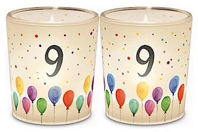 Licht + Teelicht D6H6 Geburtstag Zahl 9