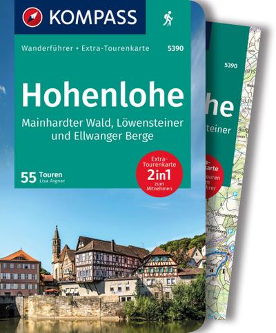 KOMPASS Wanderführer Hohenlohe, Mainhardter Wald, Löwensteiner und Ellwanger Berge, 55 Touren mit Extra-Tourenkarte