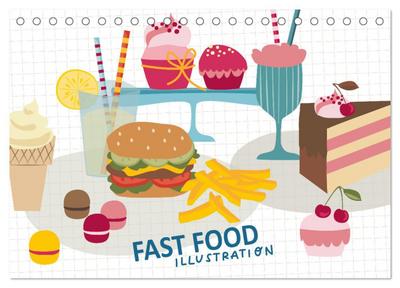 Fast Food Illustration (Tischkalender 2024 DIN A5 quer), CALVENDO Monatskalender