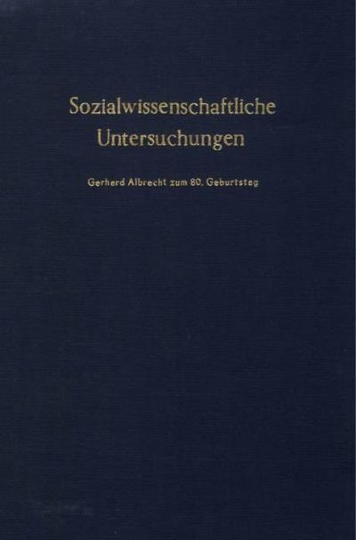 Sozialwissenschaftliche Untersuchungen.