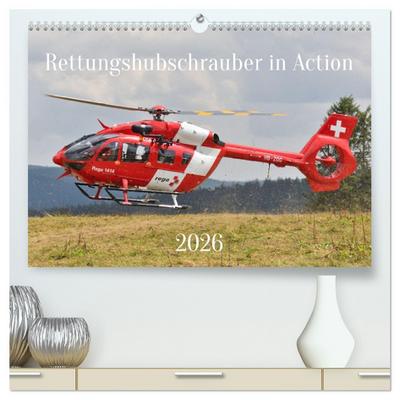 Rettungshubschrauber in Action (hochwertiger Premium Wandkalender 2026 DIN A2 quer), Kunstdruck in Hochglanz