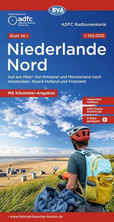 BVA ADFC Radtourenkarte Niederlande Nord, mit Knotenpunkten 1:150.000