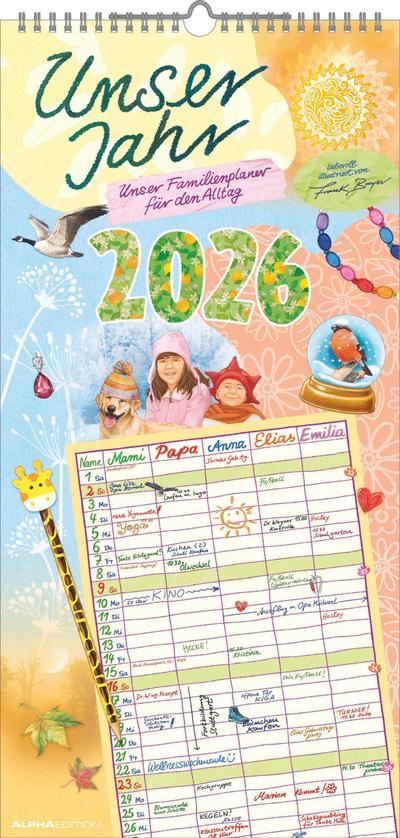Unser Jahr - Unser Familienplaner für den Alltag 2026 - Familien-Timer - Termin-Planer - Kinder-Kalender - Familien-Kalender - 22x45