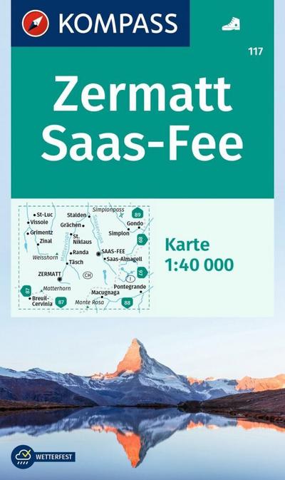 KOMPASS Wanderkarte 117 Zermatt, Saas-Fee 1:40.000 