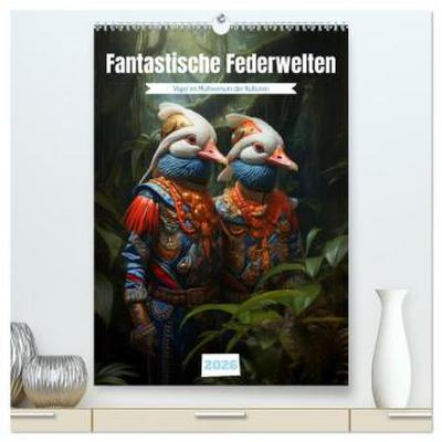 Fantastische Federwelten (hochwertiger Premium Wandkalender 2026 DIN A2 hoch), Kunstdruck in Hochglanz