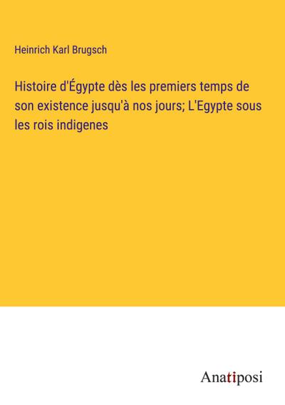 Histoire d’Égypte dès les premiers temps de son existence jusqu’à nos jours; L’Egypte sous les rois indigenes
