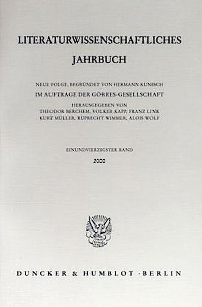 Literaturwissenschaftliches Jahrbuch.. Bd.41/2000